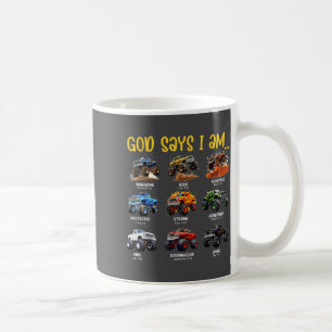 God Says I Am Monster Truck Toddler Kids Bible Ver Coffee Mug