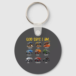 God Says I Am Monster Truck Toddler Kids Bible Ver Key Ring