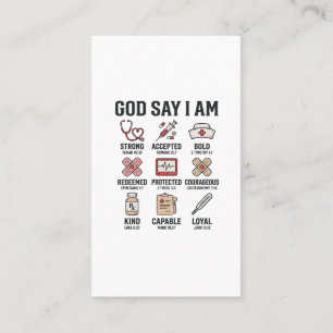 God Says I Am Nurse Faith Vintage Engraving Design Business Card