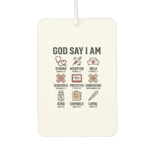 God Says I Am Nurse Faith Vintage Engraving Design Car Air Freshener