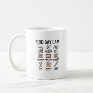 God Says I Am Nurse Faith Vintage Engraving Design Coffee Mug