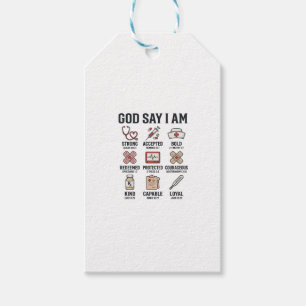God Says I Am Nurse Faith Vintage Engraving Design Gift Tags