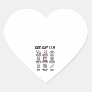 God Says I Am Nurse Faith Vintage Engraving Design Heart Sticker