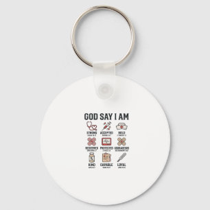 God Says I Am Nurse Faith Vintage Engraving Design Key Ring