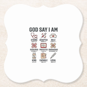 God Says I Am Nurse Faith Vintage Engraving Design Paper Coaster