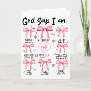 God Says I Am Pink Coquette Christian Jesus Happy Card