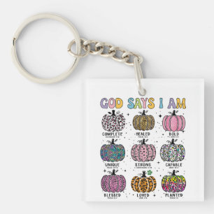 God says I am pumpkin fall autumn harvest falling Key Ring