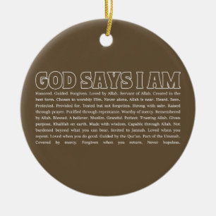 God Says I Am Strong Muslim Faith Inspirational Ceramic Ornament