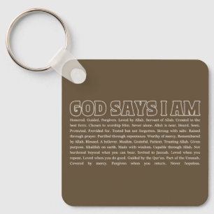 God Says I Am Strong Muslim Faith Inspirational Key Ring