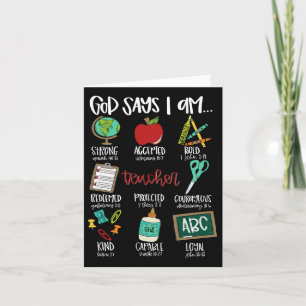 God Says I Am... Teacher First Day Of School Back Card