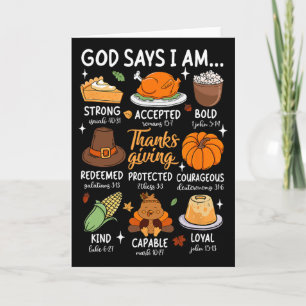 God Says I Am Thanksgiving Blessed Fall Leaves Chr Card