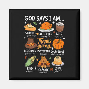 God Says I Am Thanksgiving Blessed Fall Leaves Chr Magnet