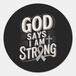 God Says Im Strong Survivor Diabetes Awareness Classic Round Sticker