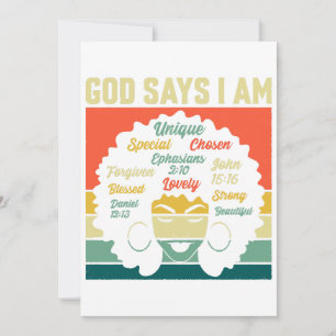 God Says I'm Unique Special Chosen - Melanin Black Invitation