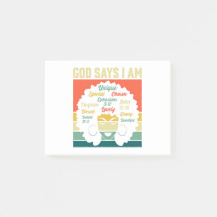 God Says I'm Unique Special Chosen - Melanin Black Post-it Notes