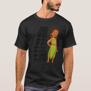 God Says Melanin Girl International Women Day Girl T-Shirt