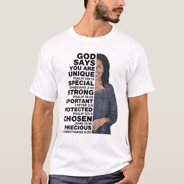 God Says Michelle Obama Women History Month Love M T-Shirt (Front)