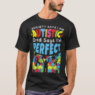 God Says Perfect Colourful Puzzle Autism Awareness T-Shirt