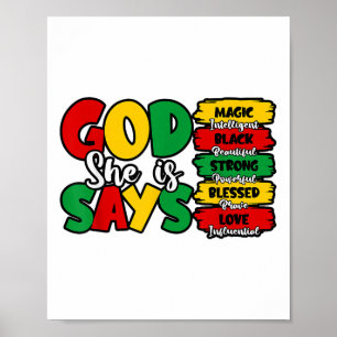 God Says She Is Bible Verse Juneteenth Black Freed Poster