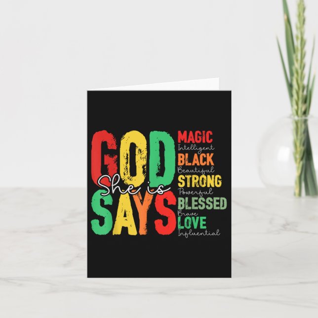 God Says She Is Magic Black Strong Blesse Juneteen Card (Front)