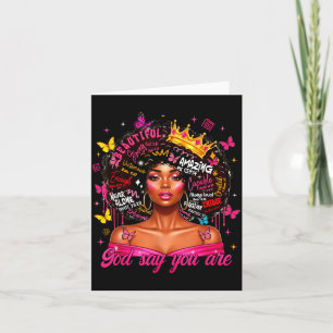 God Says You Are Afro Melanin Queen Christian Girl Card