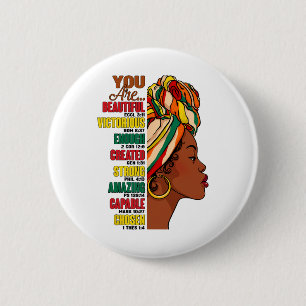God Says You Are Christian Black Queen Black Histo 6 Cm Round Badge