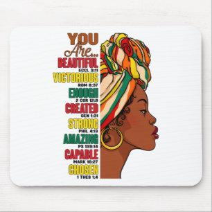 God Says You Are Christian Black Queen Black Histo Mouse Pad
