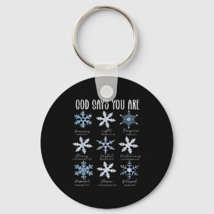 God Says You Are Christian Snowflake Christmas Bib Key Ring