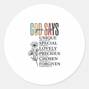 God Says You Are Faith Flower Vintage Shirt Design Classic Round Sticker