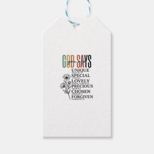 God Says You Are Faith Flower Vintage Shirt Design Gift Tags