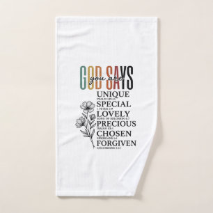 God Says You Are Faith Flower Vintage Shirt Design Hand Towel