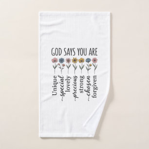 God Says You Are Floral Christian Vector Design_1 Hand Towel