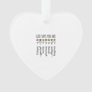 God Says You Are Floral Christian Vector Design_1 Ornament