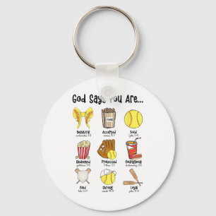 God Says You Are Softll Player Christian Cross Fai Key Ring