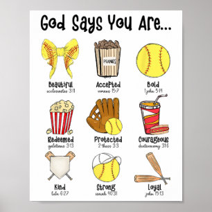 God Says You Are Softll Player Christian Cross Fai Poster