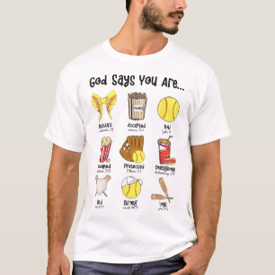 God Says You Are Softll Player Christian Cross Fai T-Shirt