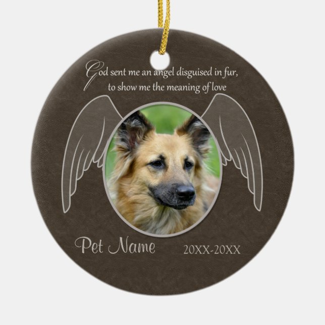 God Sent an Angel Pet Sympathy Custom Ceramic Ornament (Front)