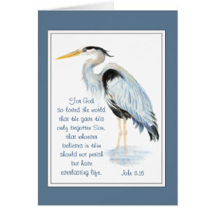 God So Loved Bible Inspirational Quote Heron
