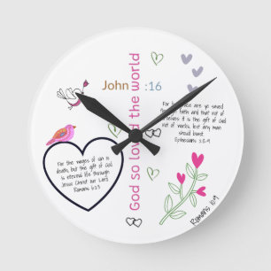 God so Loved the World Christian Shirt Round Clock