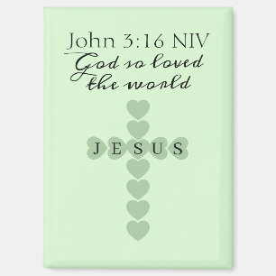 God So Loved the World Green Heart Cross Magnet