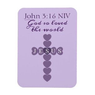 God So Loved the World Lavender Heart Cross Magnet