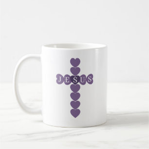 God So Loved the World Purple Heart Cross Coffee Mug