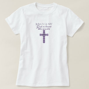 God So Loved the World Purple Heart Cross T-Shirt