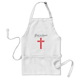 God So Loved the World Red Heart Cross White Standard Apron