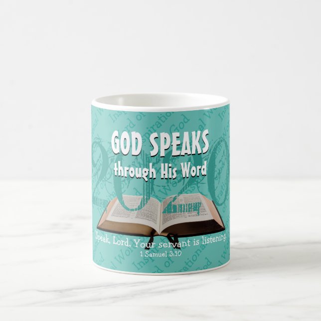 GOD SPEAKS Bible Year 2020 Custom Scripture Aqua Coffee Mug (Center)