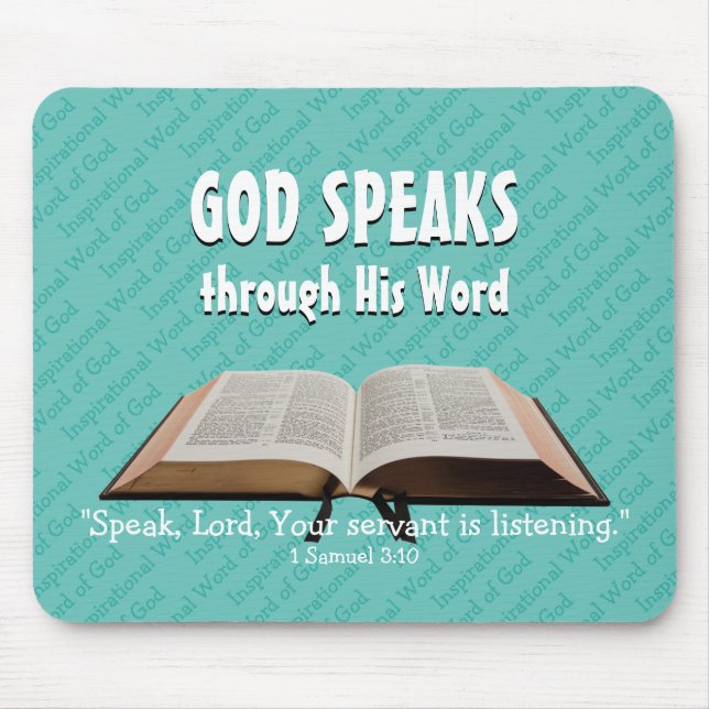 GOD SPEAKS Bible Year 2020 Custom Scripture Aqua Mouse Pad (Front)
