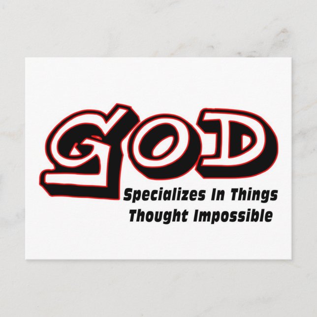 God specialises in things thought impossible postcard (Front)
