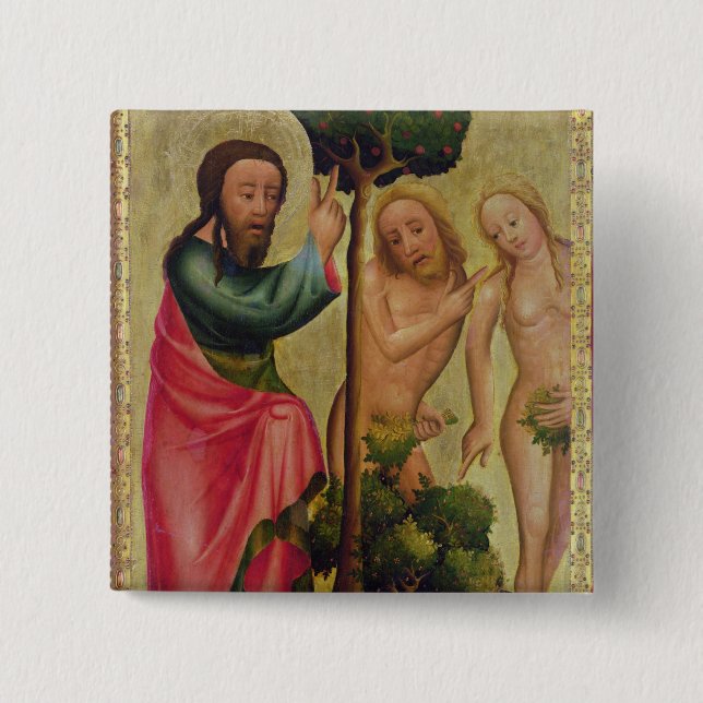God the Father Punishes Adam and Eve 15 Cm Square Badge (Front)