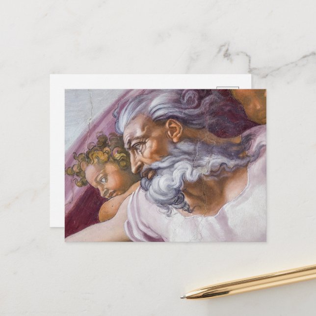 God the Father, Sistine Chapel by Michelangelo Holiday Postcard (Front/Back In Situ)