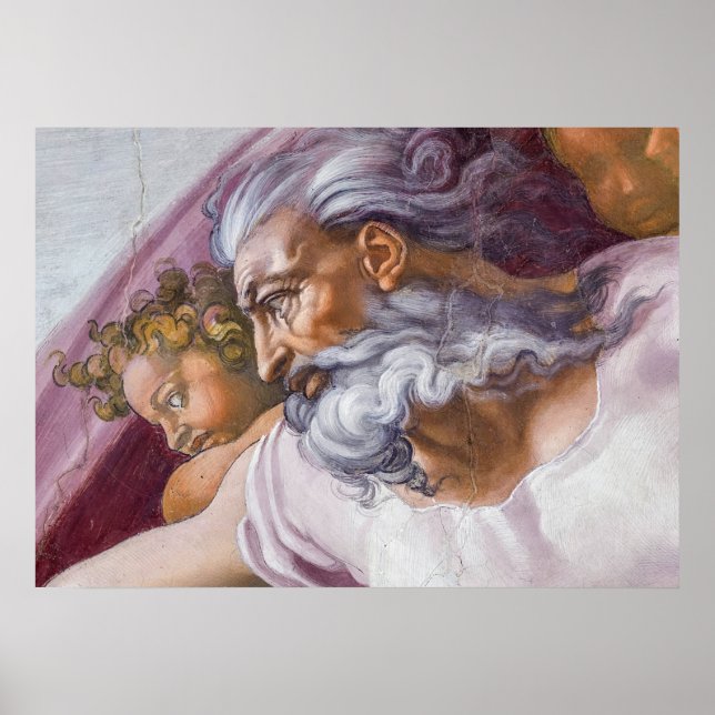 God the Father, Sistine Chapel by Michelangelo Poster (Front)
